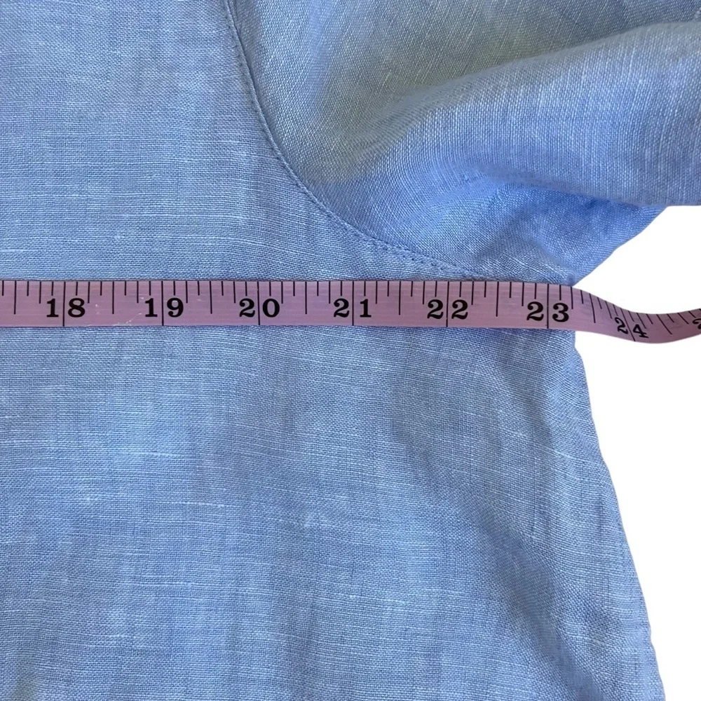 Sigrid Olsen Sky Blue Linen Button Up Pocketed Tunic Shirt Lagenlook Resort XXL - Picture 15 of 16